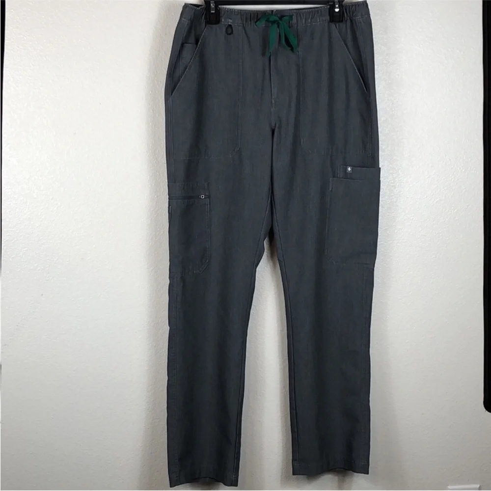 Figs Scrub Pants Gray Technical Collection Cargo Green Drawstring Men’s Size M